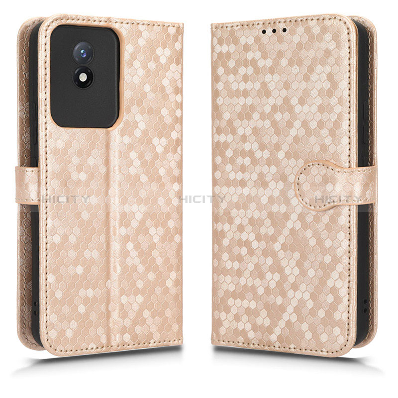 Coque Portefeuille Livre Cuir Etui Clapet C01X pour Vivo Y11 (2023) Or Plus