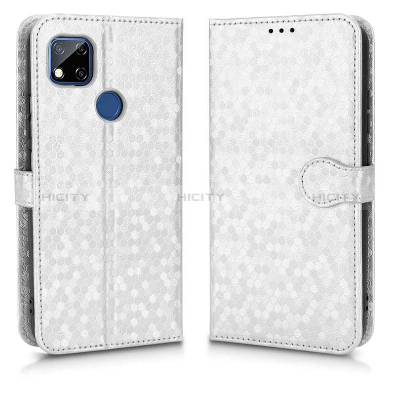 Coque Portefeuille Livre Cuir Etui Clapet C01X pour Xiaomi POCO C3 Argent Plus