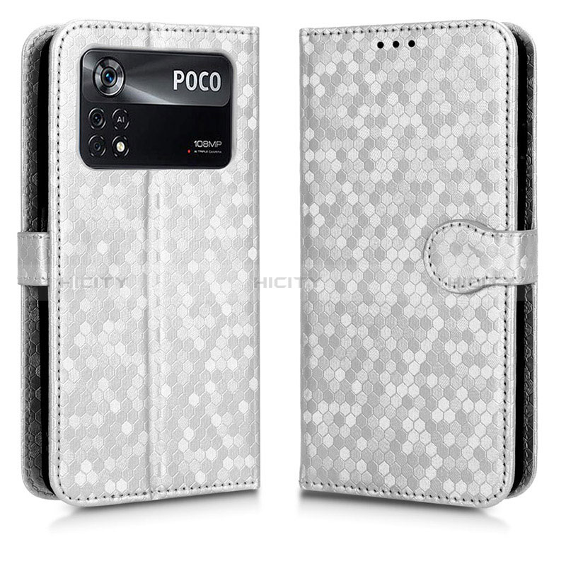 Coque Portefeuille Livre Cuir Etui Clapet C01X pour Xiaomi Poco X4 Pro 5G Argent Plus