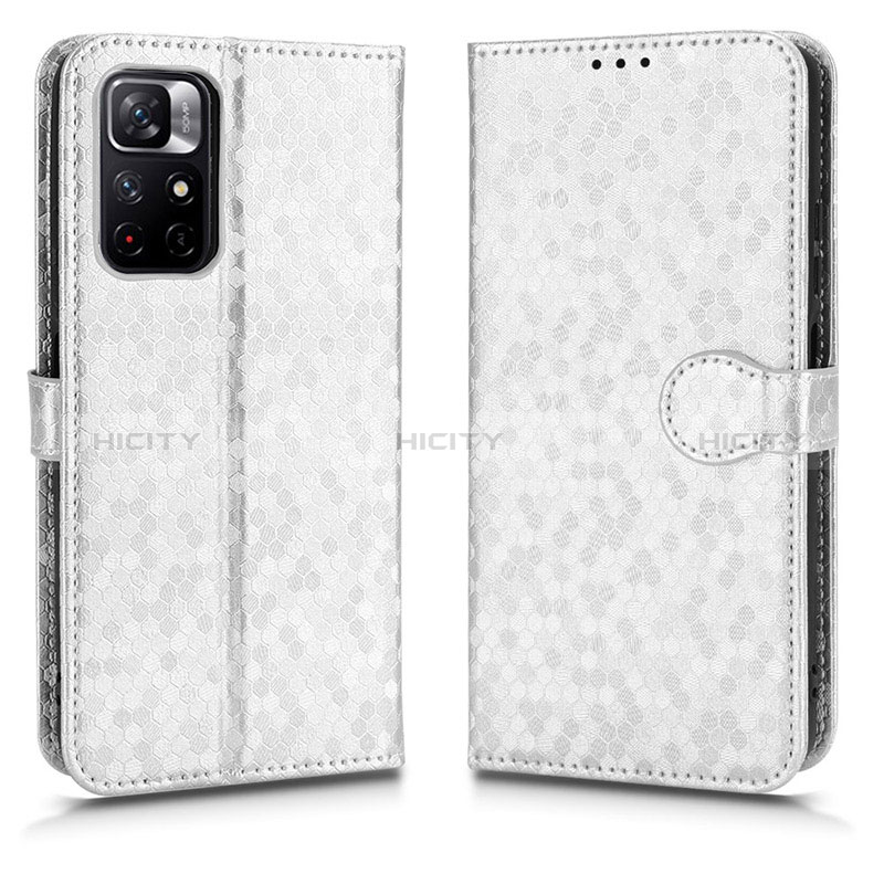 Coque Portefeuille Livre Cuir Etui Clapet C01X pour Xiaomi Redmi Note 11 5G Argent Plus