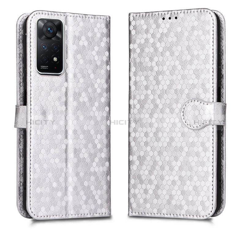 Coque Portefeuille Livre Cuir Etui Clapet C01X pour Xiaomi Redmi Note 11 Pro 4G Argent Plus