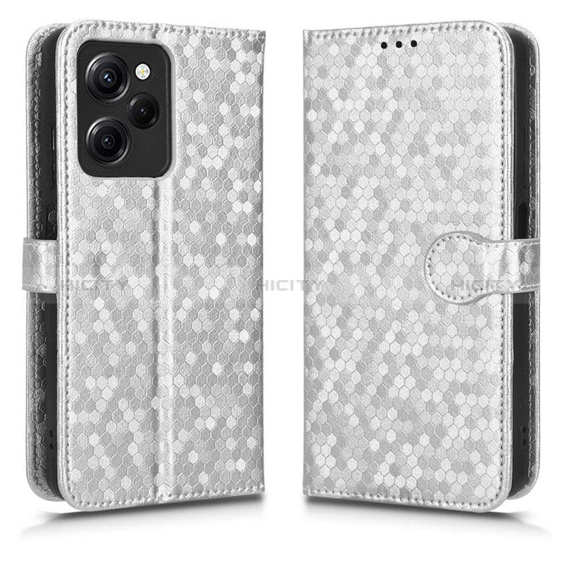 Coque Portefeuille Livre Cuir Etui Clapet C01X pour Xiaomi Redmi Note 12 Pro Speed 5G Argent Plus