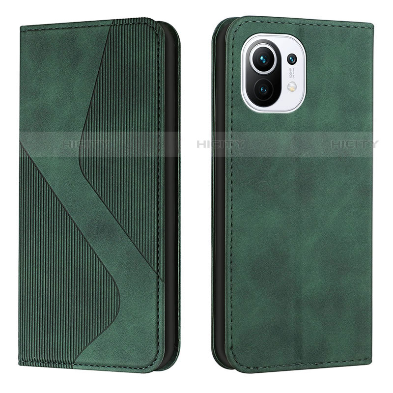 Coque Portefeuille Livre Cuir Etui Clapet C02 pour Xiaomi Mi 11 5G Vert Plus