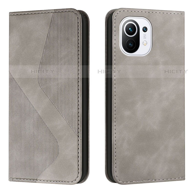 Coque Portefeuille Livre Cuir Etui Clapet C02 pour Xiaomi Mi 11 Lite 5G Gris Plus