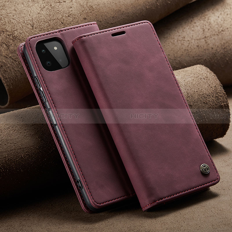 Coque Portefeuille Livre Cuir Etui Clapet C02S pour Samsung Galaxy A22 5G Vin Rouge Plus