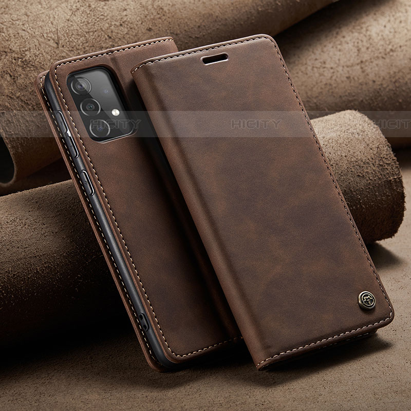 Coque Portefeuille Livre Cuir Etui Clapet C02S pour Samsung Galaxy A52 5G Marron Plus