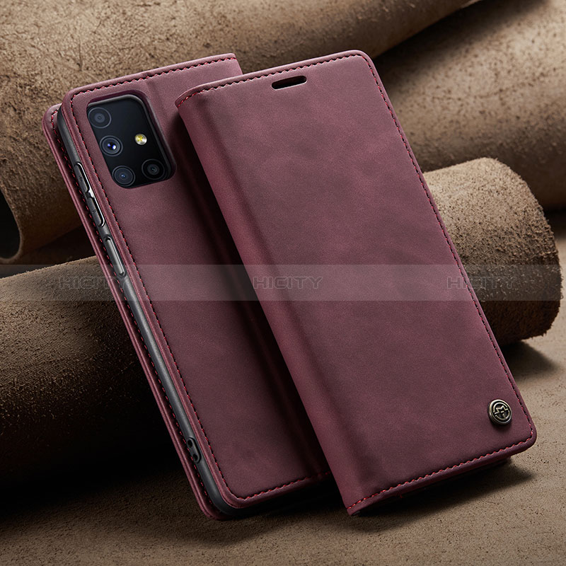 Coque Portefeuille Livre Cuir Etui Clapet C02S pour Samsung Galaxy M51 Vin Rouge Plus