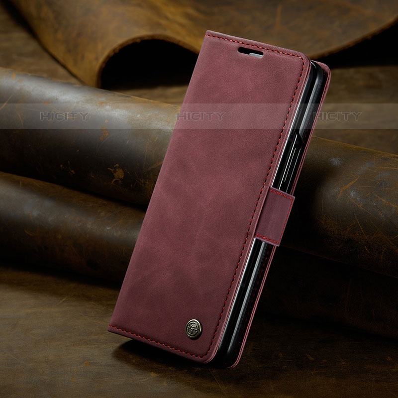 Coque Portefeuille Livre Cuir Etui Clapet C02S pour Samsung Galaxy Z Fold5 5G Vin Rouge Plus