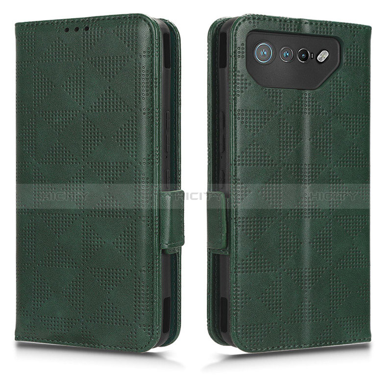 Coque Portefeuille Livre Cuir Etui Clapet C02X pour Asus ROG Phone 7 Pro Vert Plus