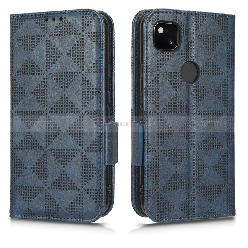 Coque Portefeuille Livre Cuir Etui Clapet C02X pour Google Pixel 4a Bleu Plus