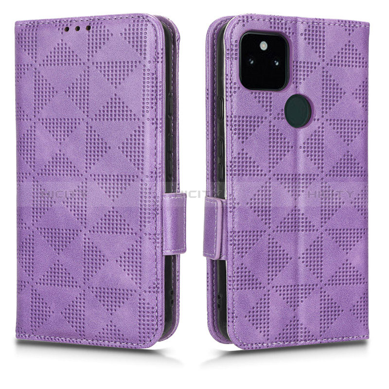 Coque Portefeuille Livre Cuir Etui Clapet C02X pour Google Pixel 5a 5G Violet Plus