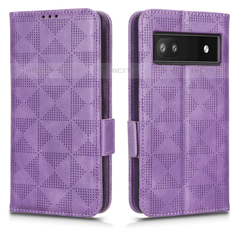 Coque Portefeuille Livre Cuir Etui Clapet C02X pour Google Pixel 6a 5G Violet Plus