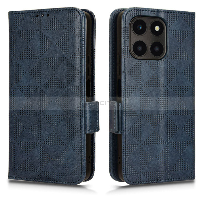 Coque Portefeuille Livre Cuir Etui Clapet C02X pour Huawei Honor X6a Bleu Plus