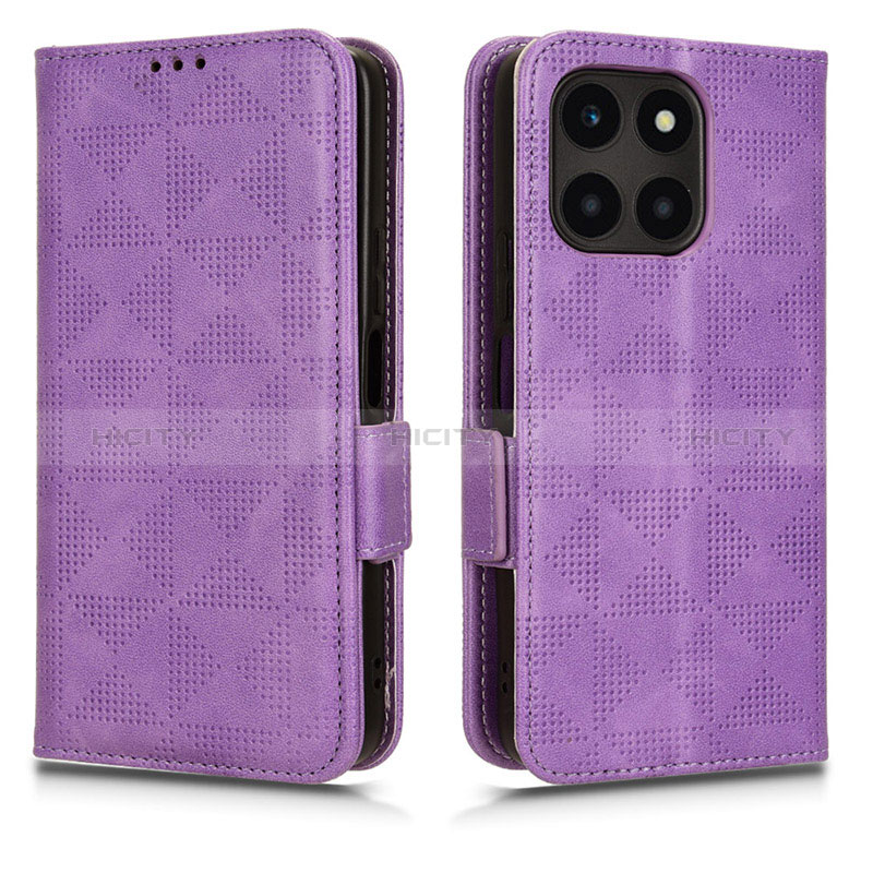 Coque Portefeuille Livre Cuir Etui Clapet C02X pour Huawei Honor X6a Violet Plus