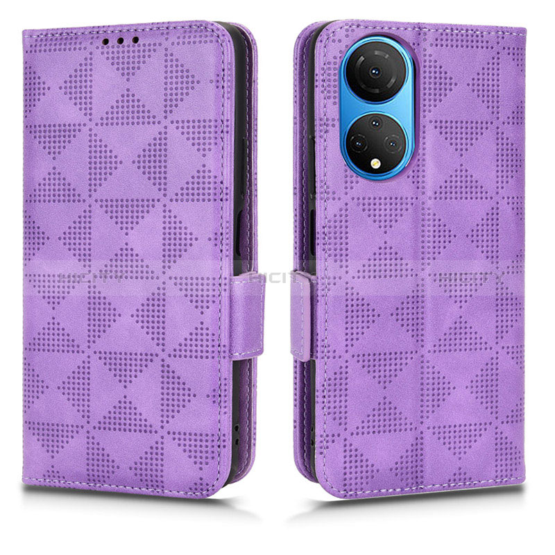 Coque Portefeuille Livre Cuir Etui Clapet C02X pour Huawei Honor X7 Violet Plus