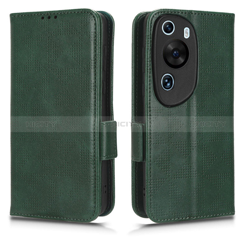 Coque Portefeuille Livre Cuir Etui Clapet C02X pour Huawei P60 Art Vert Plus