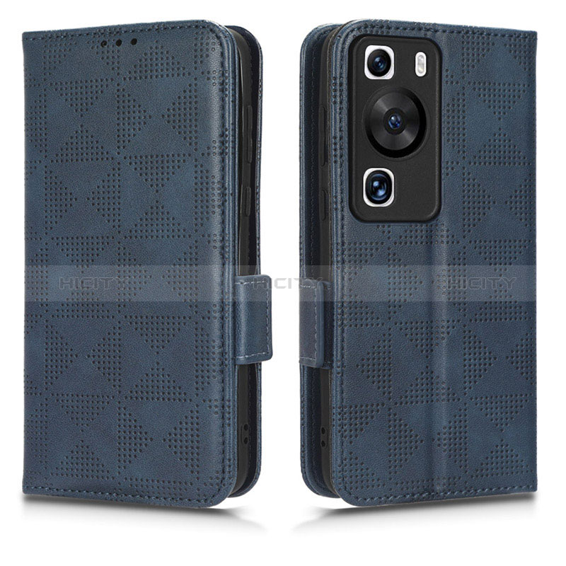 Coque Portefeuille Livre Cuir Etui Clapet C02X pour Huawei P60 Bleu Plus