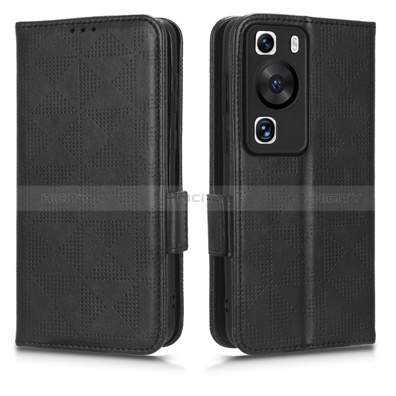 Coque Portefeuille Livre Cuir Etui Clapet C02X pour Huawei P60 Noir Plus