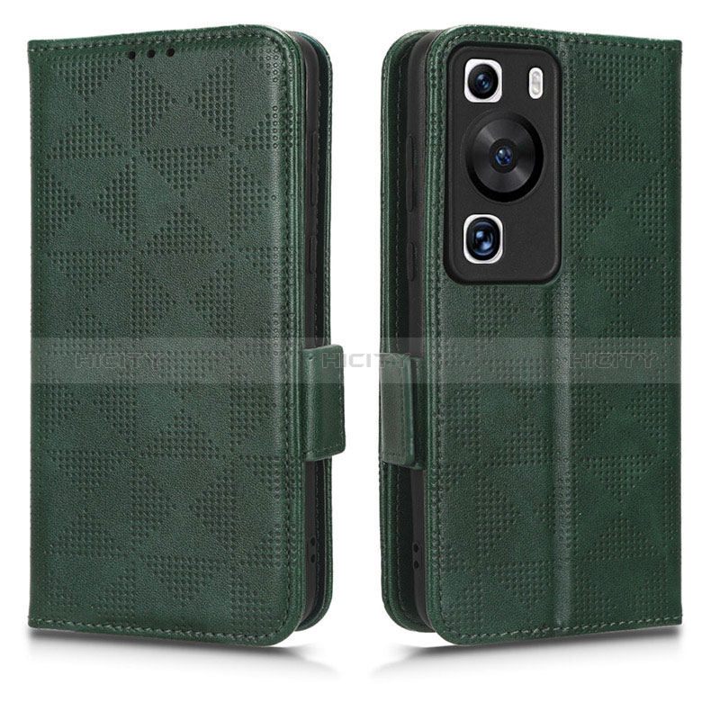 Coque Portefeuille Livre Cuir Etui Clapet C02X pour Huawei P60 Pro Vert Plus