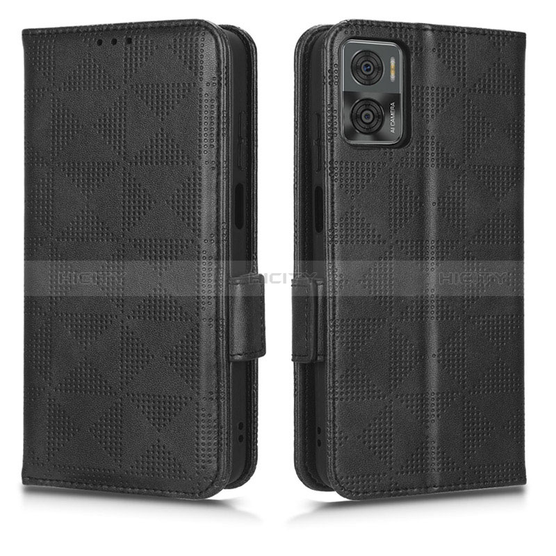 Coque Portefeuille Livre Cuir Etui Clapet C02X pour Motorola Moto E22 Noir Plus