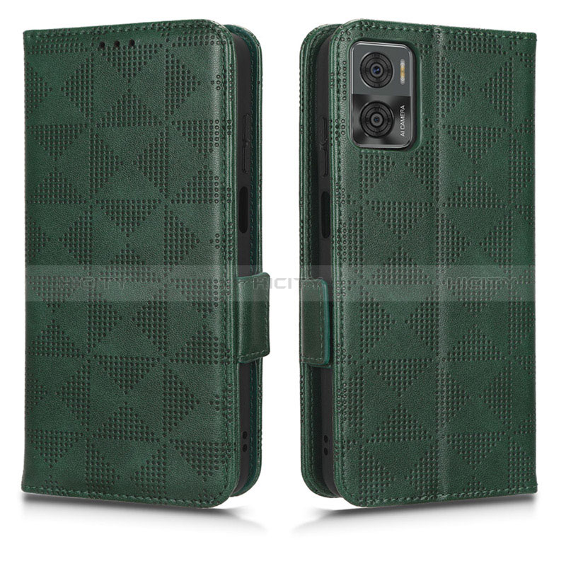 Coque Portefeuille Livre Cuir Etui Clapet C02X pour Motorola Moto E22i Vert Plus