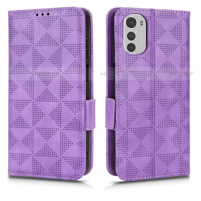 Coque Portefeuille Livre Cuir Etui Clapet C02X pour Motorola Moto E32 Violet Plus