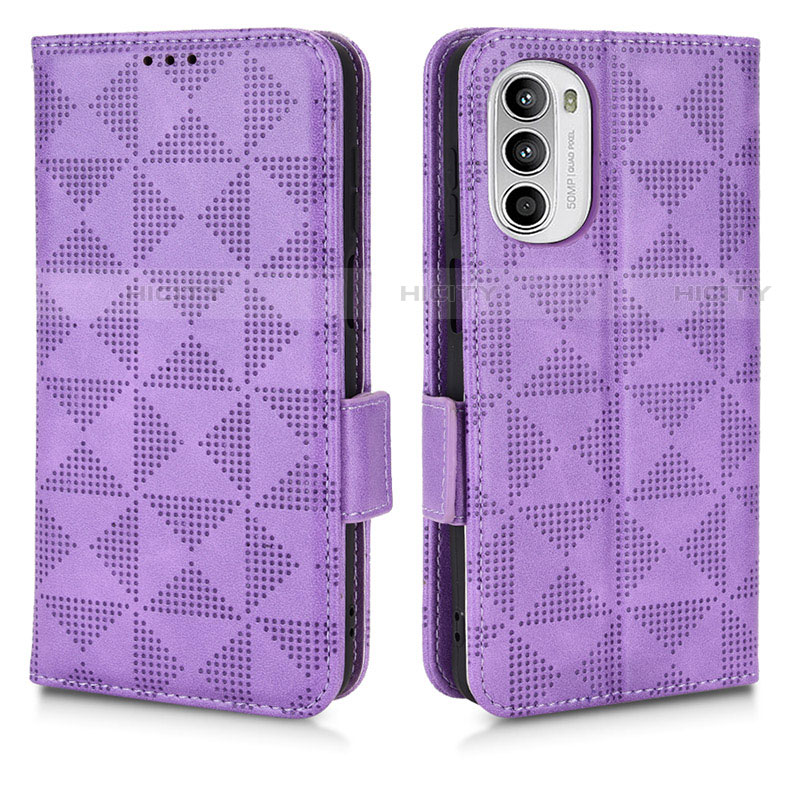 Coque Portefeuille Livre Cuir Etui Clapet C02X pour Motorola Moto Edge (2022) 5G Violet Plus