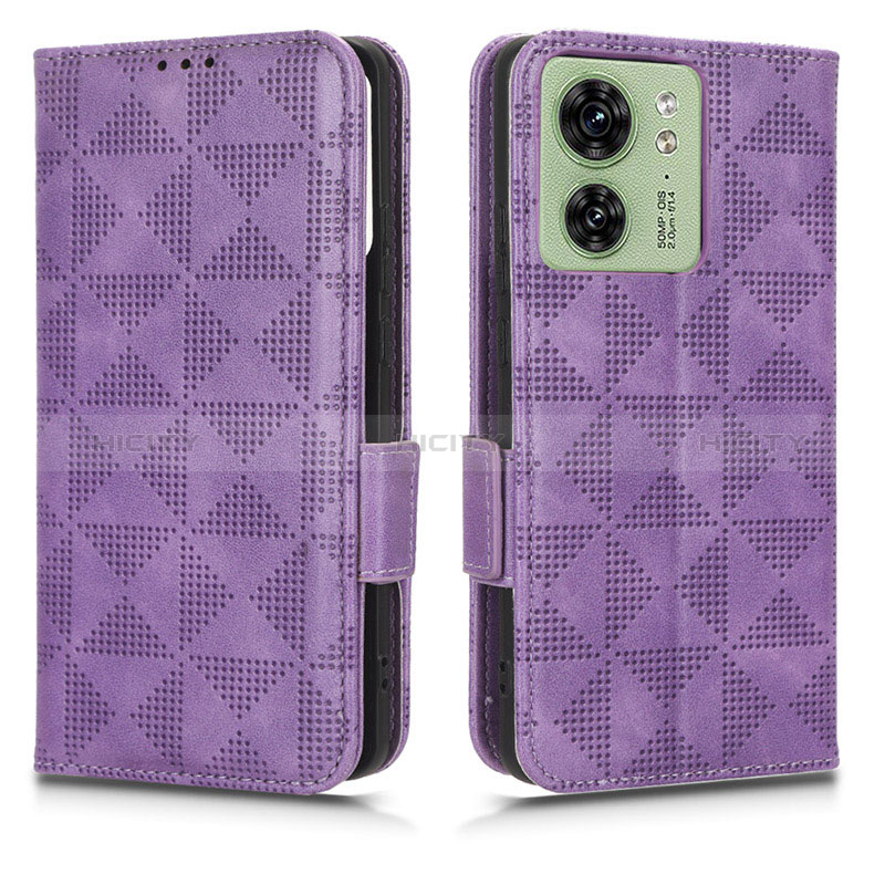 Coque Portefeuille Livre Cuir Etui Clapet C02X pour Motorola Moto Edge 40 5G Violet Plus