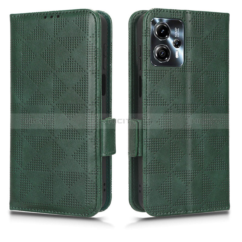 Coque Portefeuille Livre Cuir Etui Clapet C02X pour Motorola Moto G23 Vert Plus