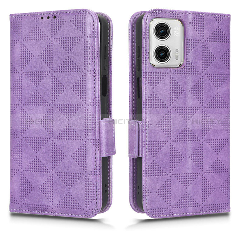 Coque Portefeuille Livre Cuir Etui Clapet C02X pour Motorola Moto G53y 5G Violet Plus