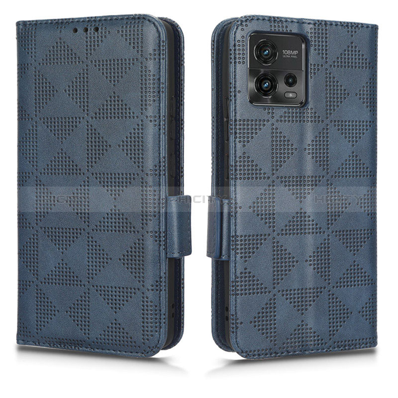 Coque Portefeuille Livre Cuir Etui Clapet C02X pour Motorola Moto G72 Bleu Plus