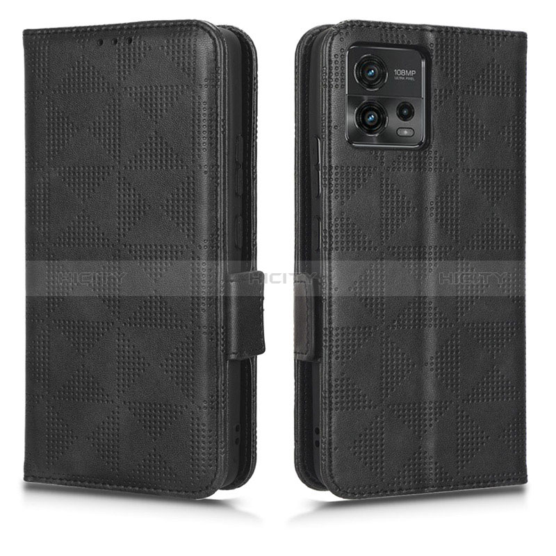 Coque Portefeuille Livre Cuir Etui Clapet C02X pour Motorola Moto G72 Noir Plus