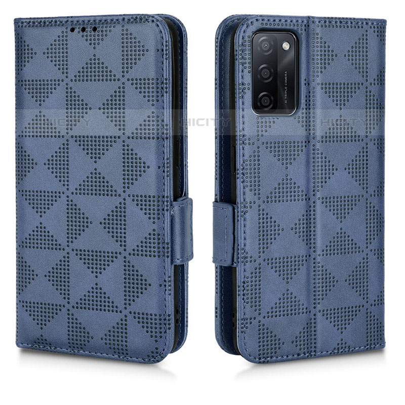 Coque Portefeuille Livre Cuir Etui Clapet C02X pour Oppo A55S 5G Bleu Plus