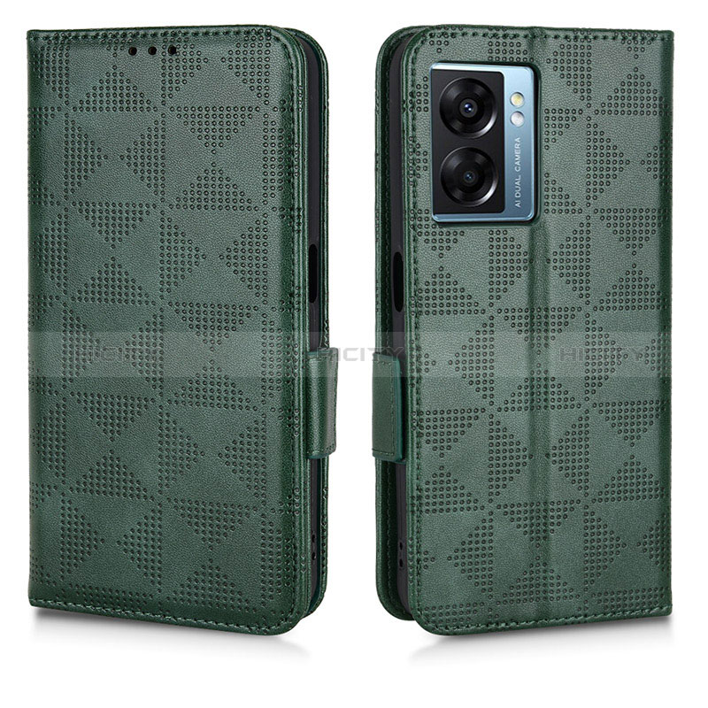 Coque Portefeuille Livre Cuir Etui Clapet C02X pour Oppo A56S 5G Vert Plus