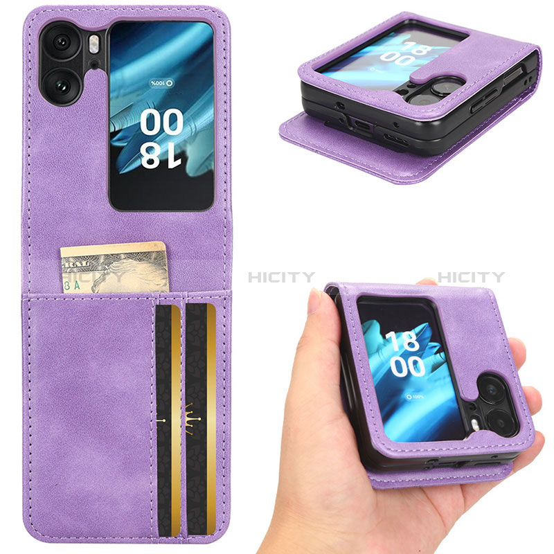 Coque Portefeuille Livre Cuir Etui Clapet C02X pour Oppo Find N2 Flip 5G Violet Plus