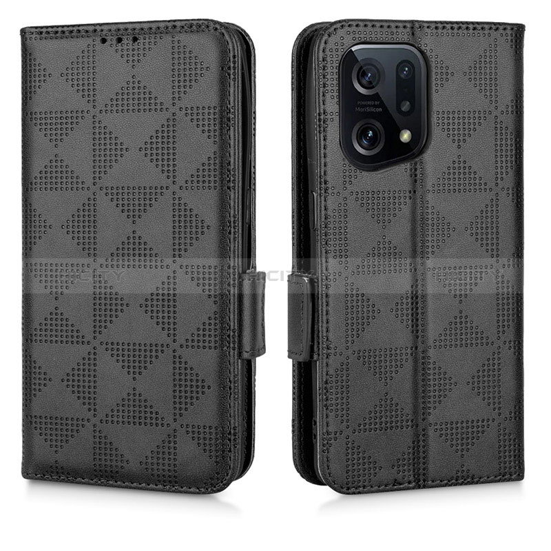 Coque Portefeuille Livre Cuir Etui Clapet C02X pour Oppo Find X5 5G Noir Plus