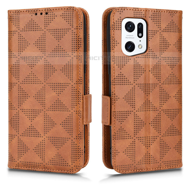 Coque Portefeuille Livre Cuir Etui Clapet C02X pour Oppo Find X5 Pro 5G Marron Plus