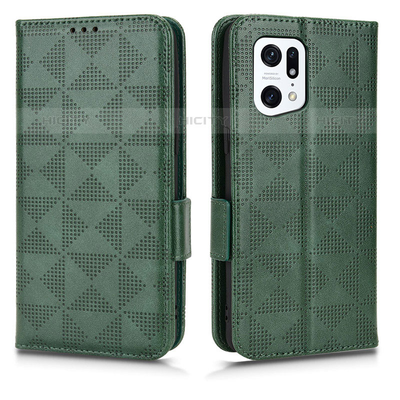 Coque Portefeuille Livre Cuir Etui Clapet C02X pour Oppo Find X5 Pro 5G Vert Plus