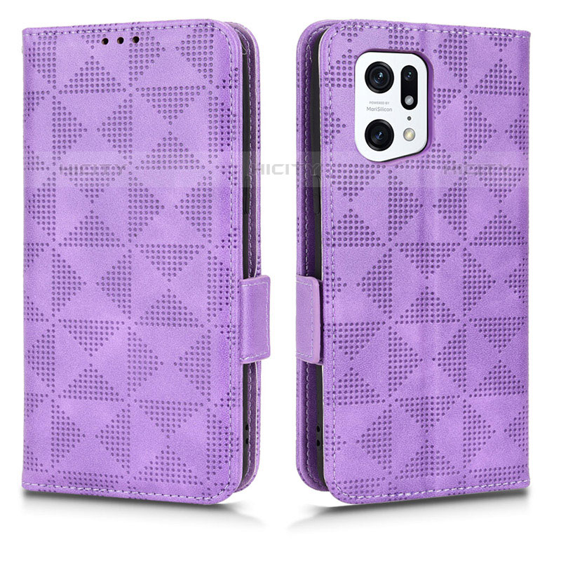 Coque Portefeuille Livre Cuir Etui Clapet C02X pour Oppo Find X5 Pro 5G Violet Plus