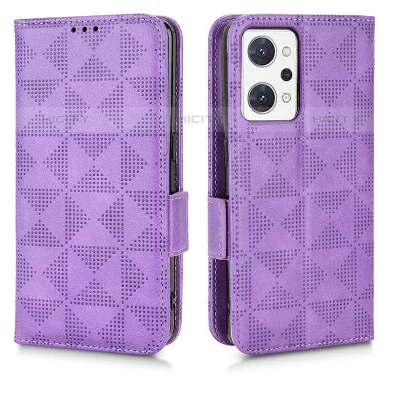 Coque Portefeuille Livre Cuir Etui Clapet C02X pour Oppo Reno7 A Violet Plus