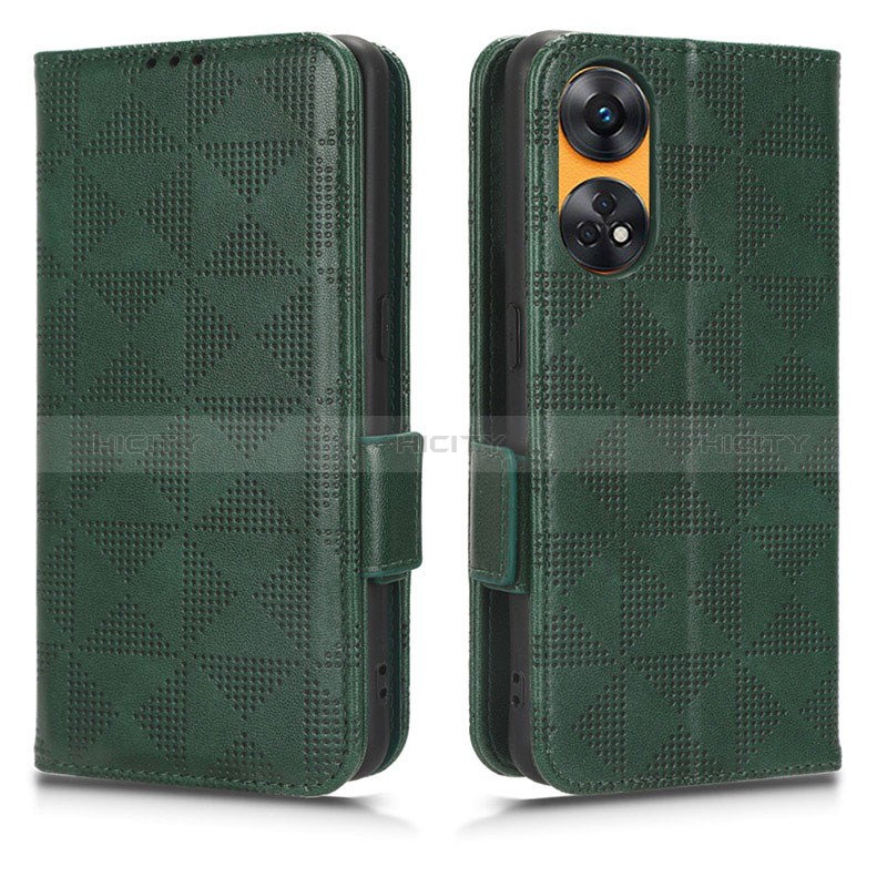 Coque Portefeuille Livre Cuir Etui Clapet C02X pour Oppo Reno8 T 4G Vert Plus