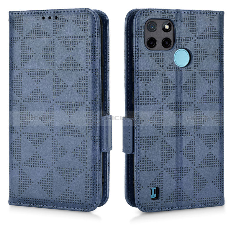 Coque Portefeuille Livre Cuir Etui Clapet C02X pour Realme C25Y Bleu Plus