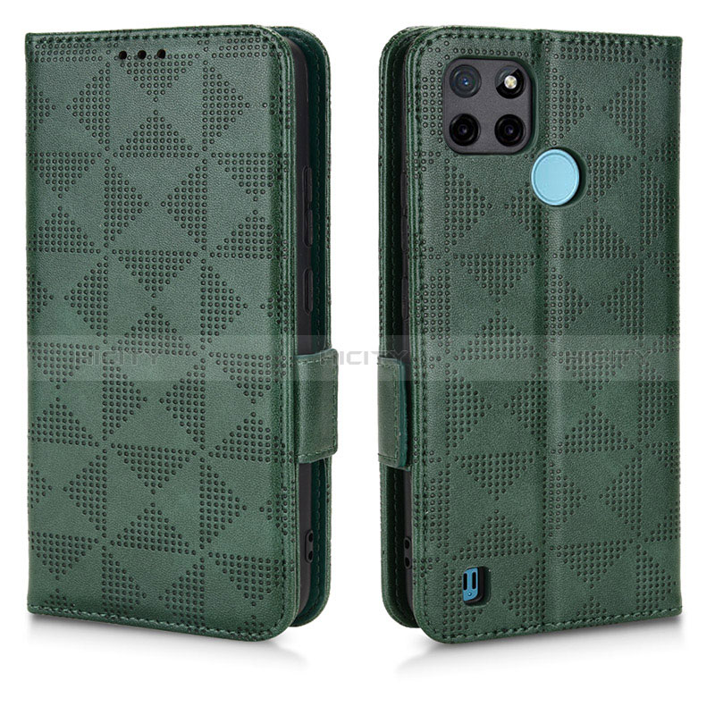 Coque Portefeuille Livre Cuir Etui Clapet C02X pour Realme C25Y India Vert Plus