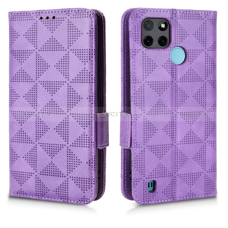 Coque Portefeuille Livre Cuir Etui Clapet C02X pour Realme C25Y India Violet Plus