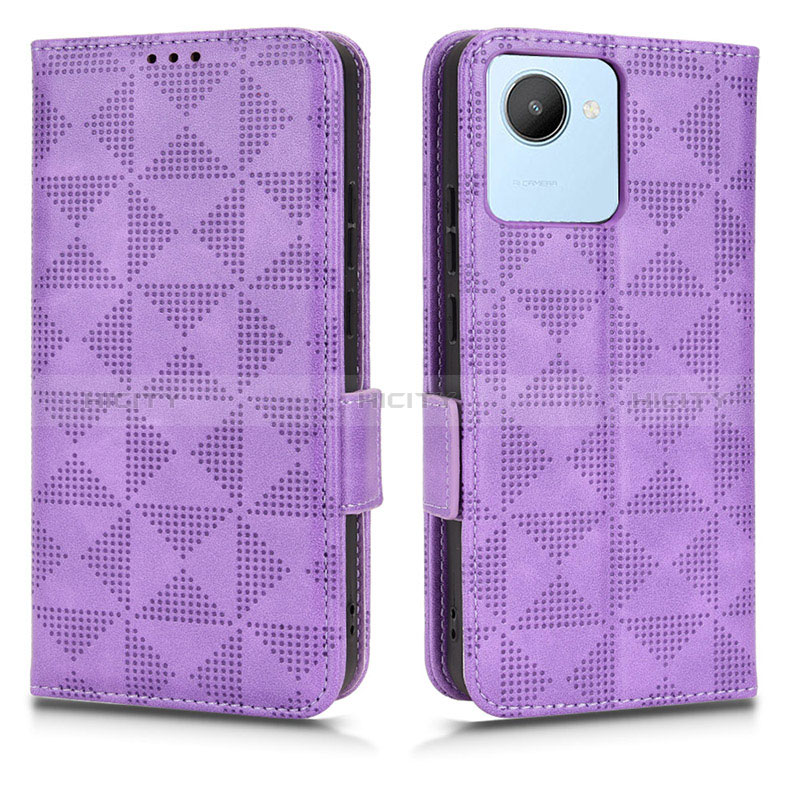 Coque Portefeuille Livre Cuir Etui Clapet C02X pour Realme C30 Violet Plus