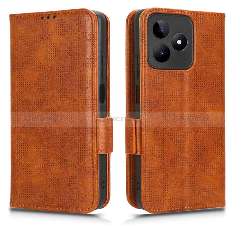 Coque Portefeuille Livre Cuir Etui Clapet C02X pour Realme C53 India Marron Plus