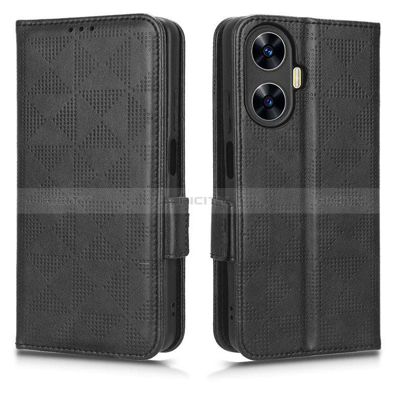 Coque Portefeuille Livre Cuir Etui Clapet C02X pour Realme C55 Noir Plus