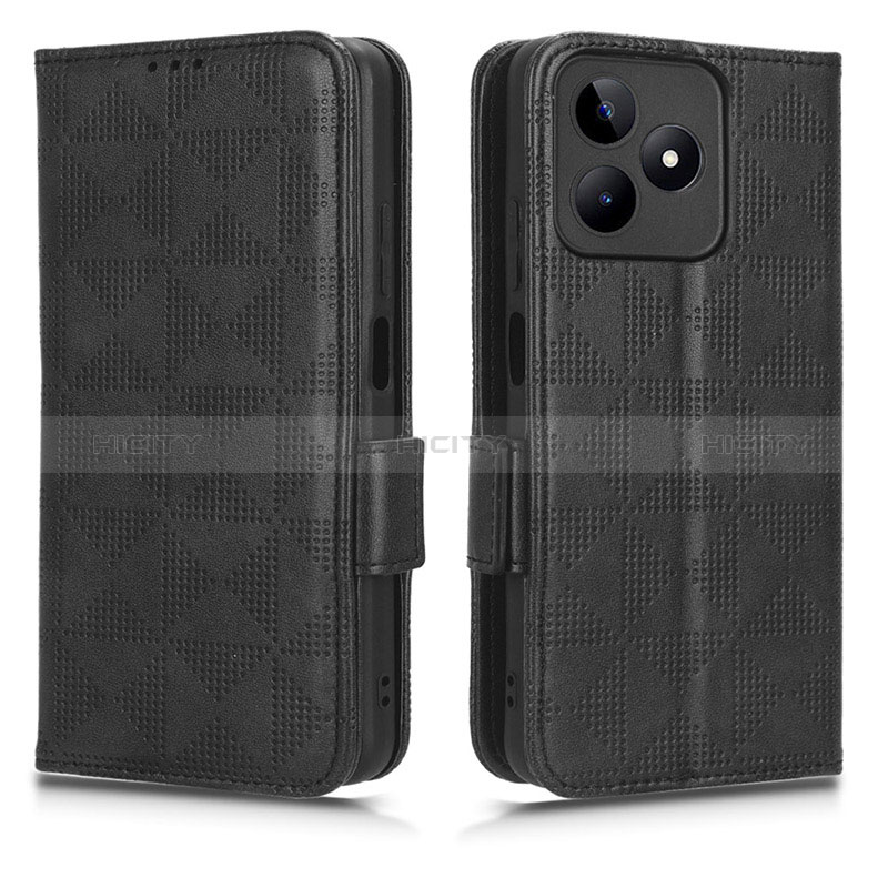 Coque Portefeuille Livre Cuir Etui Clapet C02X pour Realme C67 Noir Plus