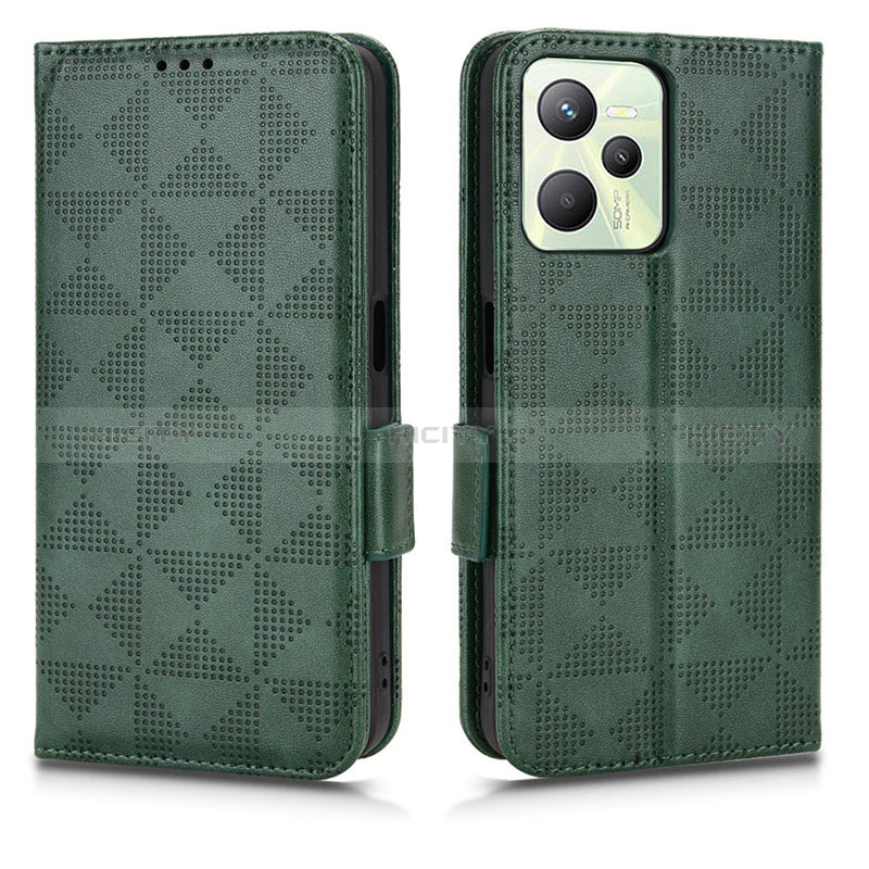 Coque Portefeuille Livre Cuir Etui Clapet C02X pour Realme Narzo 50A Prime Vert Plus