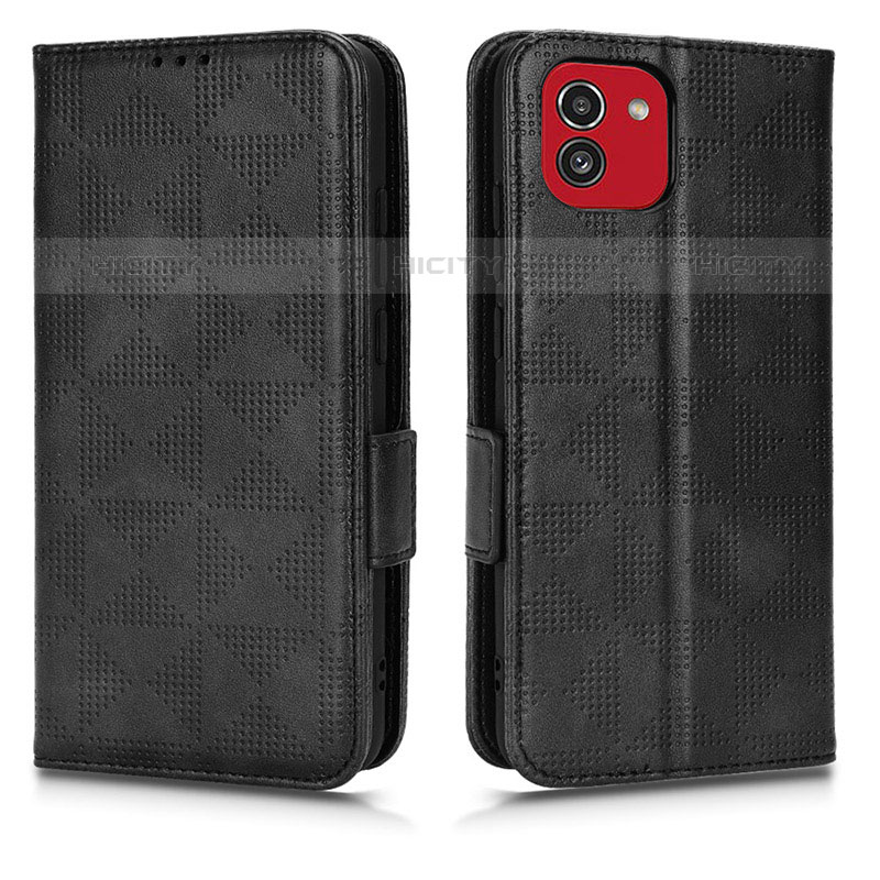 Coque Portefeuille Livre Cuir Etui Clapet C02X pour Samsung Galaxy A03 Noir Plus